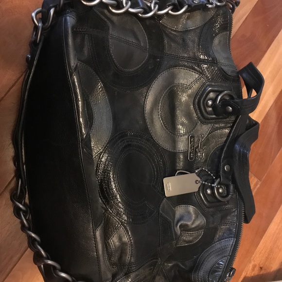 Black All Leather Coach Tote - Picture 1 of 1